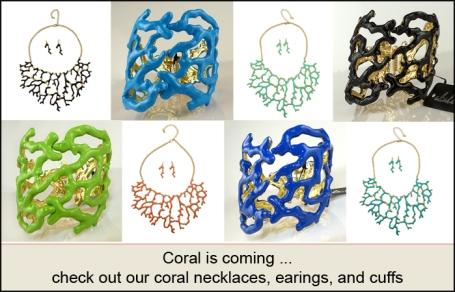 Coral necklace earrings bracelets cuffs